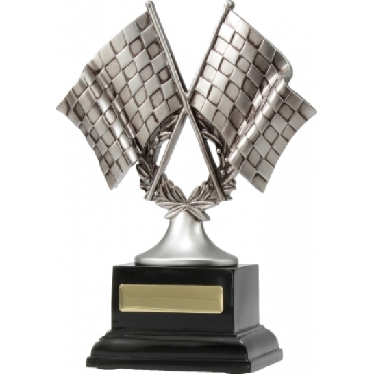 A1077C - Motorsport Silver Flags 240mm - Trophy Land A1077C - Trophy Land