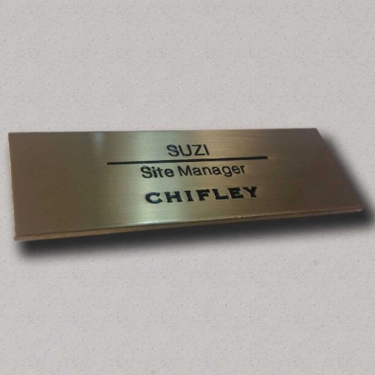 Brass Name Badge - Trophy Land