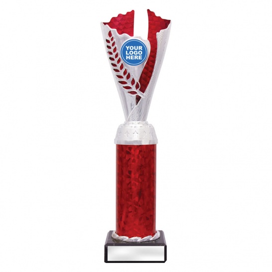 CUP23E - Spirit Cups - Silver / Red - 280mm - Trophy Land CUP23E - Trophy Land