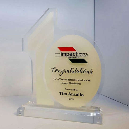 Custom 10 Year Award - Trophy Land