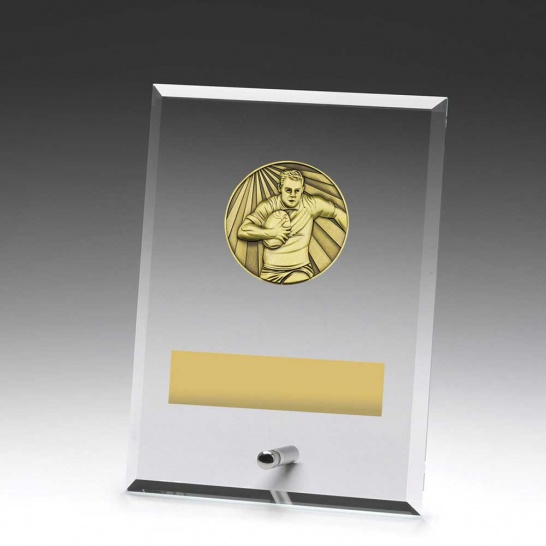 DY115B - Glass Plaque Rugby Male 175mm - Trophy Land DY115B - Trophy Land