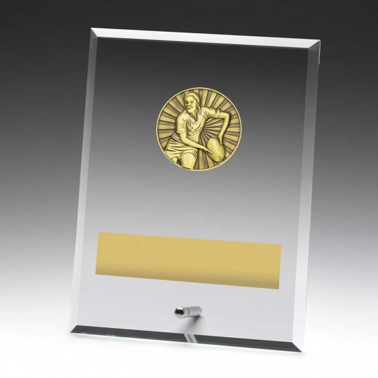 DY116C - Glass Plaque Rugby Female 200mm - Trophy Land DY116C - Trophy Land