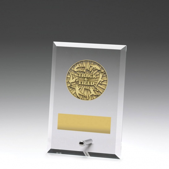 DY141A - Glass Plaque Track & Field 150mm - Trophy Land DY141A - Trophy Land