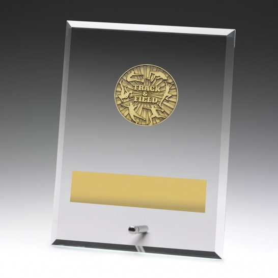 DY141C - Glass Plaque Track & Field 200mm - Trophy Land DY141C - Trophy Land