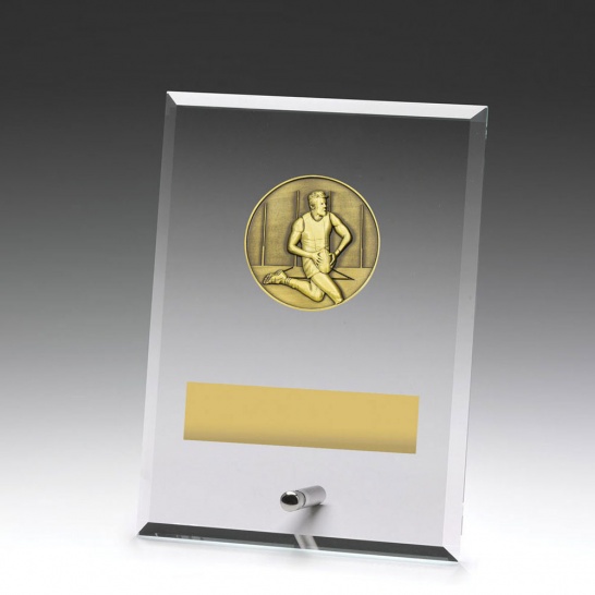 DY186B - Glass Plaque Aussie Rules Male 175mm - Trophy Land DY186B - Trophy Land