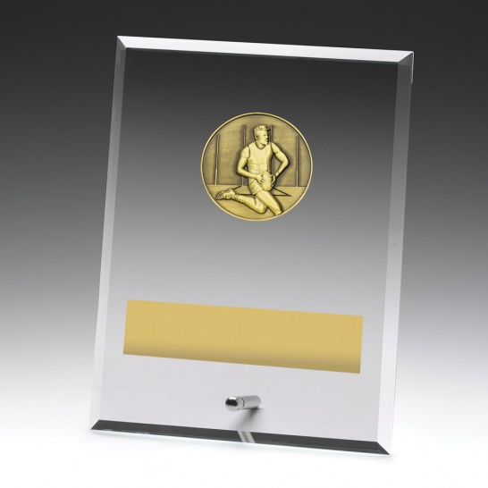 DY186C - Glass Plaque Aussie Rules Male 200mm - Trophy Land DY186C - Trophy Land