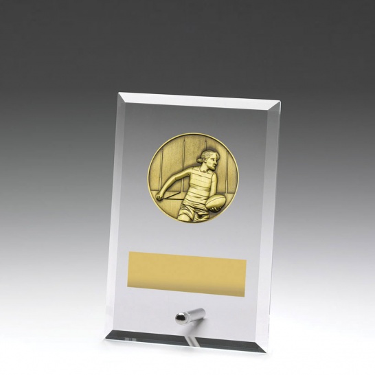 DY187A - Glass Plaque Aussie Rules Female 150mm - Trophy Land DY187A - Trophy Land