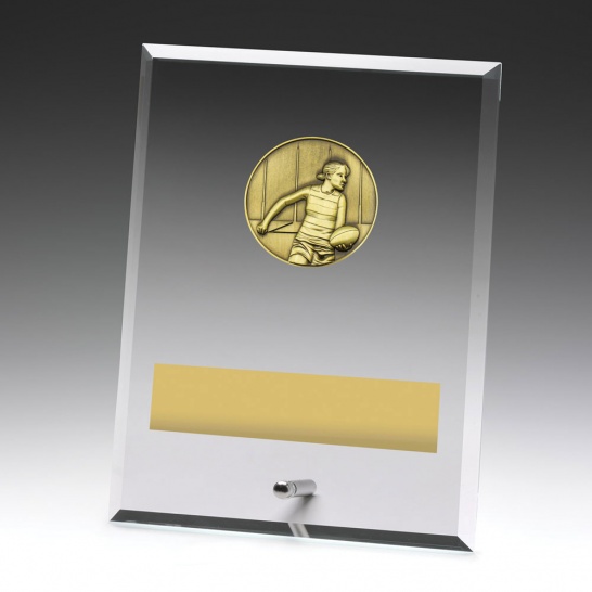 DY187C - Glass Plaque Aussie Rules Female 200mm - Trophy Land DY187C - Trophy Land