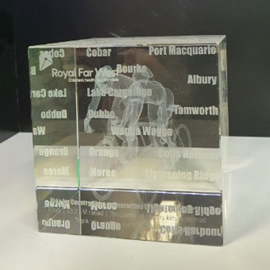 Etching on Crystal Cube - Trophy Land
