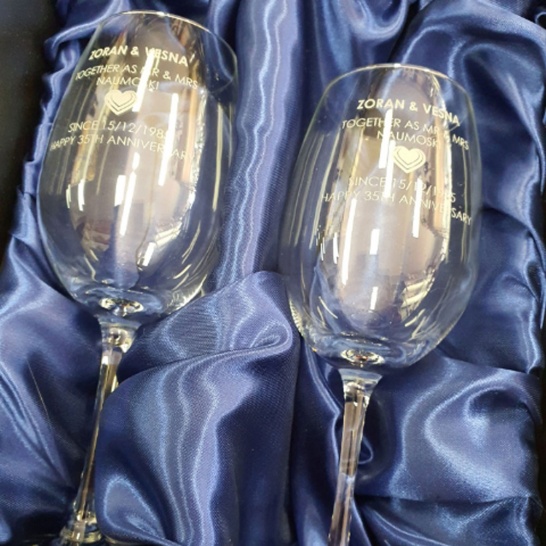 Etching on Wine Glasses - Trophy Land