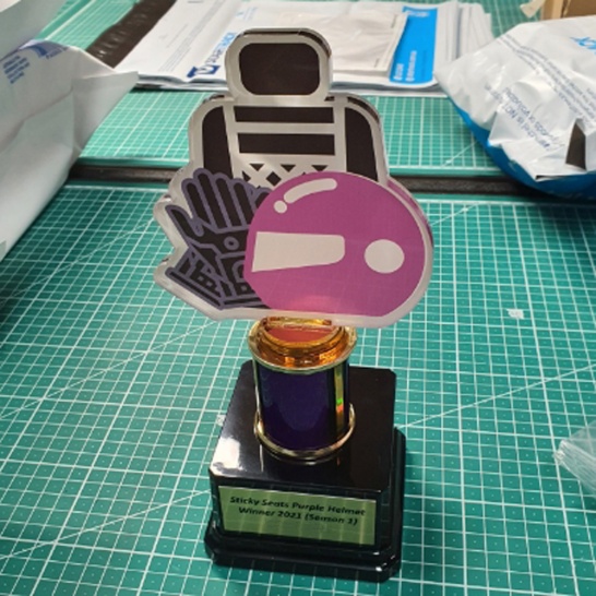 Purple Helmet Trophy - Trophy Land