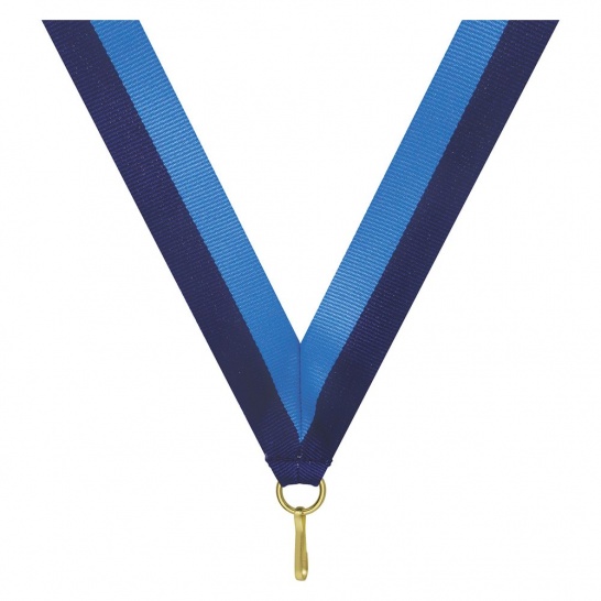 RY133 - Navy / Light Blue V Neck Ribbon - Trophy Land RY133 - Trophy Land