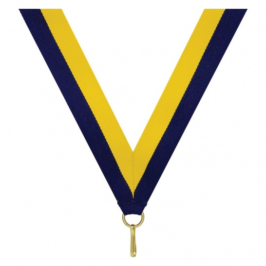 RY213 - Navy / Yellow V Neck Ribbon - Trophy Land RY213 - Trophy Land