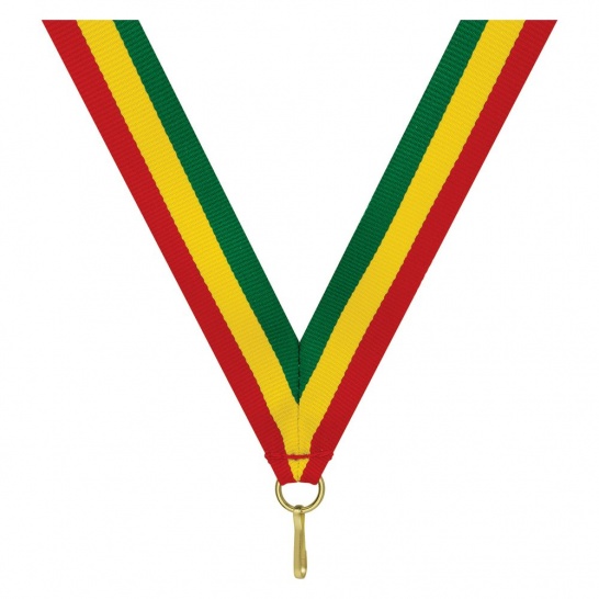 RY624 - Red / Yellow / Green V Neck Ribbon - Trophy Land RY624 - Trophy Land