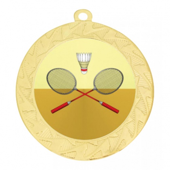 TLM-ME242G-2K23 - Badminton-themed ME242G Medal - 70mm - Trophy Land TLM-ME242G-2K23 - Trophy Land