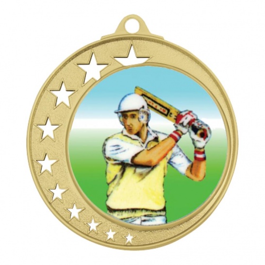 TLM-MH970G-2K48 - Cricket-themed MH970G Medal - 70mm - Trophy Land TLM-MH970G-2K48 - Trophy Land