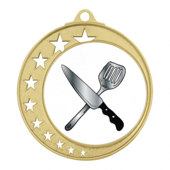 TLM-MH970G-2S38 - Cooking-themed MH970G Medal - 70mm - Trophy Land TLM-MH970G-2S38 - Trophy Land