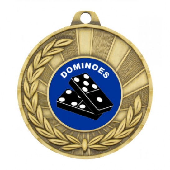 TLM-MY101G-1TLDOM - Dominoes-themed MY101G Medal - 50mm - Trophy Land TLM-MY101G-1TLDOM - Trophy Land