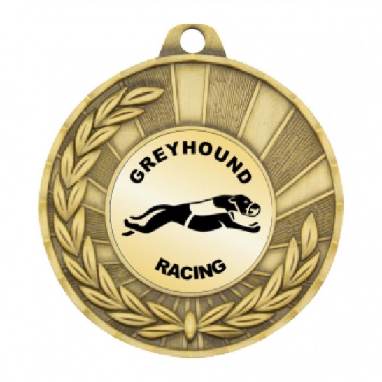 TLM-MY101G-1TLGREY - Greyhound-themed MY101G Medal - 50mm - Trophy Land TLM-MY101G-1TLGREY - Trophy Land