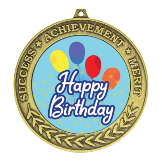 TLM-MY203G-2S42 - Birthday-themed MY203G Medal - 70mm - Trophy Land TLM-MY203G-2S42 - Trophy Land