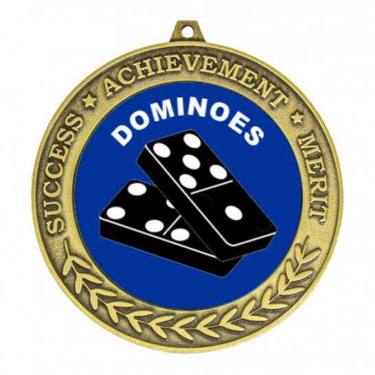 TLM-MY203G-2TLDOM - Dominoes-themed MY203G Medal - 70mm - Trophy Land TLM-MY203G-2TLDOM - Trophy Land