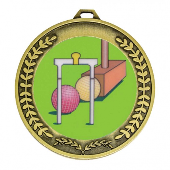 TLM-MY204G-2K51 - Croquet-themed MY204G Medal - 70mm - Trophy Land TLM-MY204G-2K51 - Trophy Land