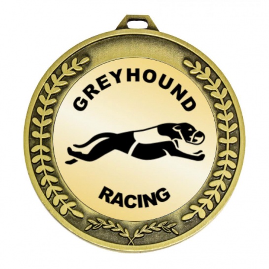 TLM-MY204G-2TLGREY - Greyhound-themed MY204G Medal - 70mm - Trophy Land TLM-MY204G-2TLGREY - Trophy Land